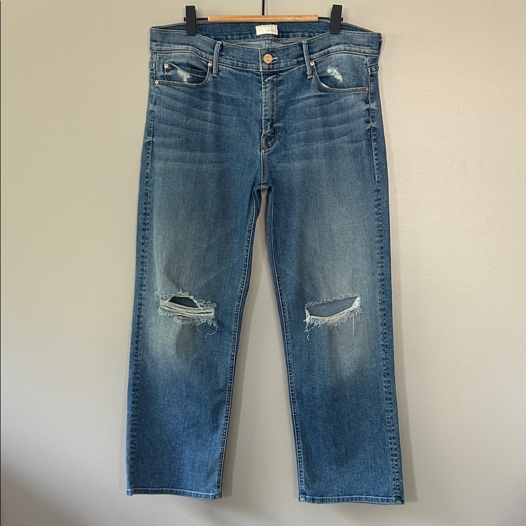 Mother Pretender Crop & Roll Jeans Wild Thing Wash Size 31